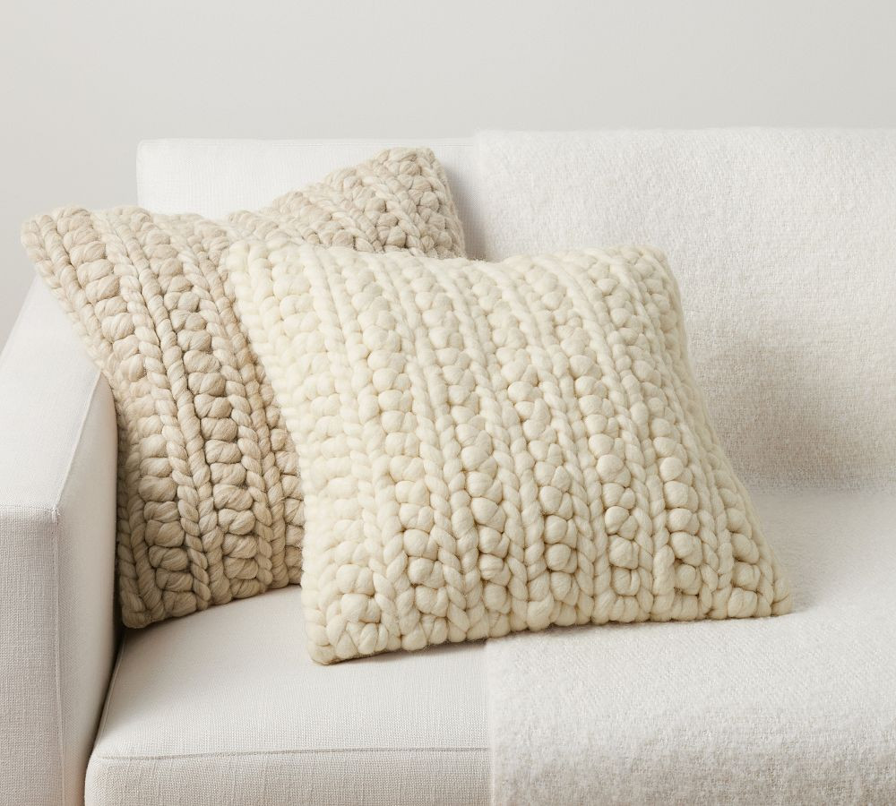 Chunky Knit Textured Throw Pillow | Pottery Barn (US)