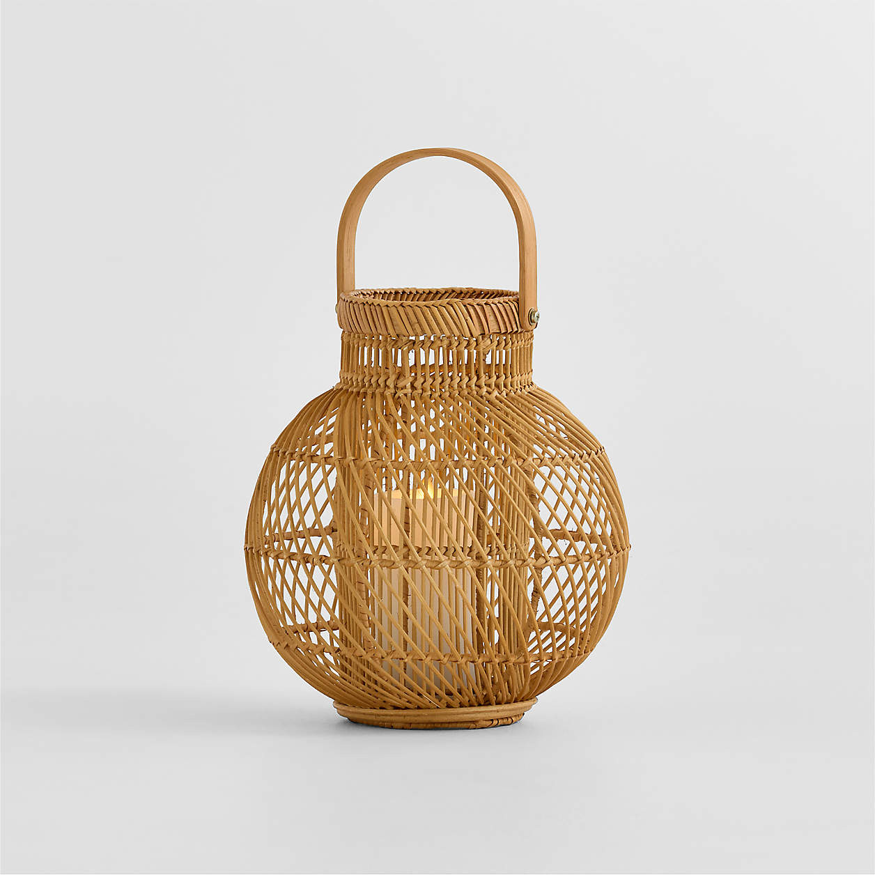 Devonport Small Woven Round Lantern 12" | Crate & Barrel | Crate & Barrel