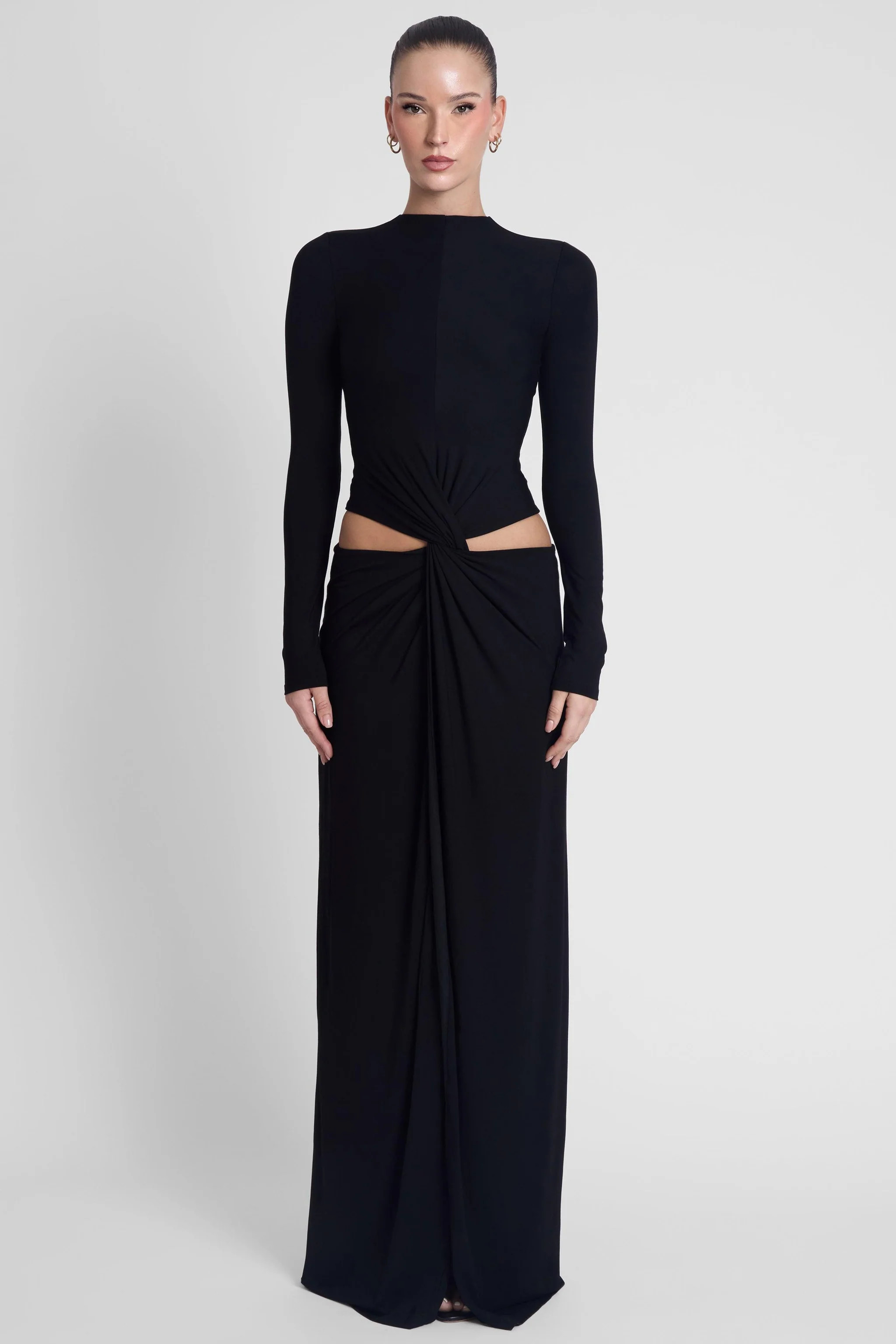 Vacanza Drape Gown - Black | LEAU (US)