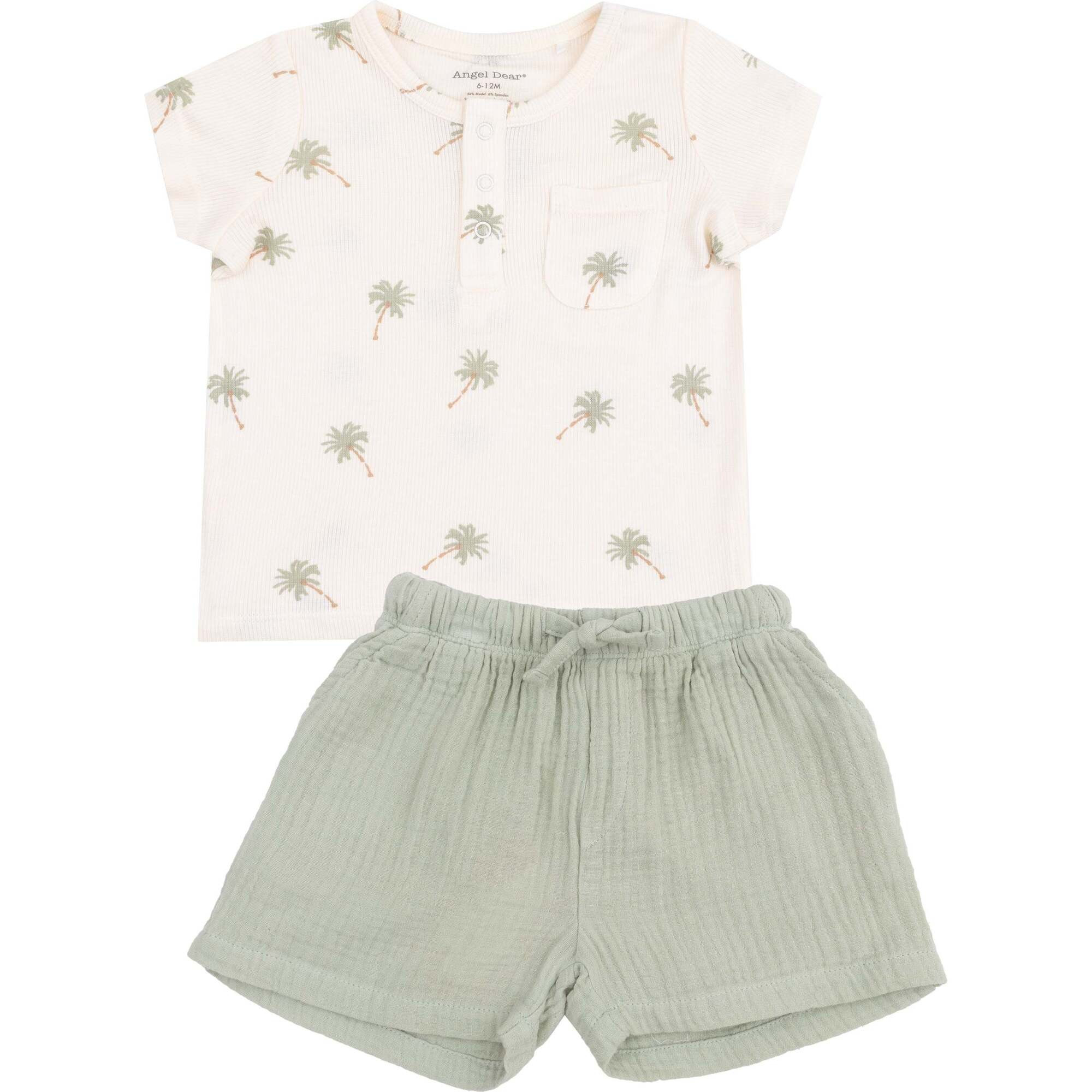 Henley with Pocket + Muslin Short, Palm Trees | Maisonette