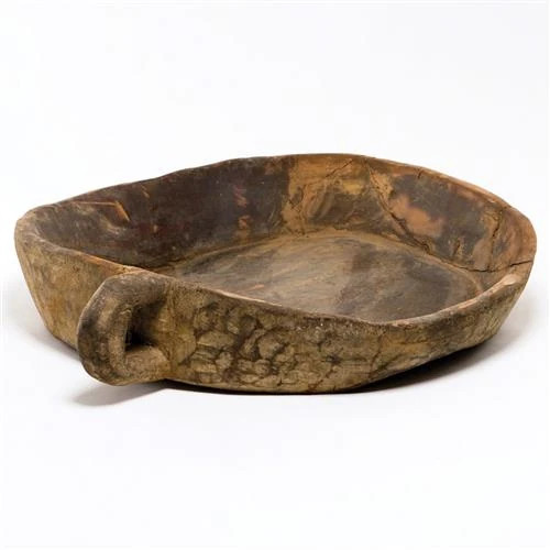 Global Views French Country Brown Wood Round Chipatti Decorative Bowl | Kathy Kuo Home