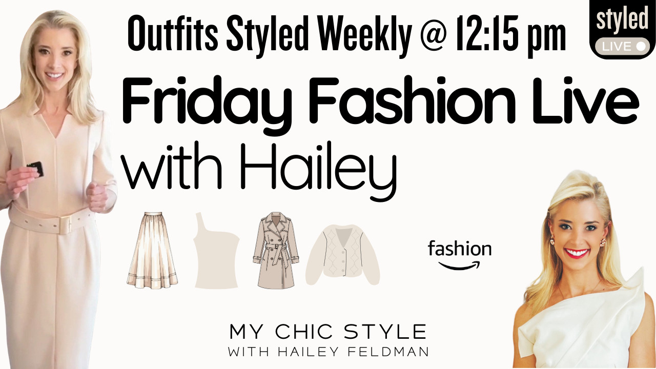 Hi! Welcome back to My Chic Style! I'm Hailey, your guide to effortless, classic chic style. 📅 Friday, March 6, 2026 | ⏰ 12:15 PM EST
👉 Join the Live Shopping Event on Amazon: https://amazon.com/live/broadcast/e5896415-e9e7-440b-9449-8bb174fa31c0?tag=haileyfeldman-20&linkCode=ilv&ref_=social

✨ Show Overview: Over 30 women's fashion pieces available to buy now on Amazon Fashion.

✨ Show Notes: Curated selection of women's clothing styled into easy to wear outfits, for online shoppers who want to look expensive while staying in budget. 
• The Best Amazon fashion pieces for spring 2026 & how to wear them
• How to build a Spring 2026 capsule wardrobe: How to select 5-10 core pieces that create over 10 outfits.
• Smart Shopping on Amazon: Tips for finding 2026 wearable trends with fast Prime shipping
• Amazon Fashion Try-On: 10-30 pre-styled outfits & how to make them into 30 outfits for every weekend occasion in 2026.
• Luxury for Less: How to spot high-quality fabrics and flattering silhouettes on Amazon.
• Live Styling Secrets: The hidden tricks I use to make a $40 Amazon lace top look like a $2,400 designer piece.

🛍️ Shop My Style:
LTK: https://www.shopltk.com/explore/MyChicStyle
Amazon Store: https://www.amazon.com/shop/haileyefeldman

💬  Live Chat Q&A, style tips for women, product recommendations, product reviews, ask questions, request try-ons, & get personal styling advice live

LTK grwm LTK ootd LTK petite size friendly fashion and spring outfits for women, work outfits and spring break outfits preview, vacation outfits beach and business casual workwear resort wear 2026 finds on amazon! LTK workwear

#LTKgrwm #LTKWorkwear #LTKPetite