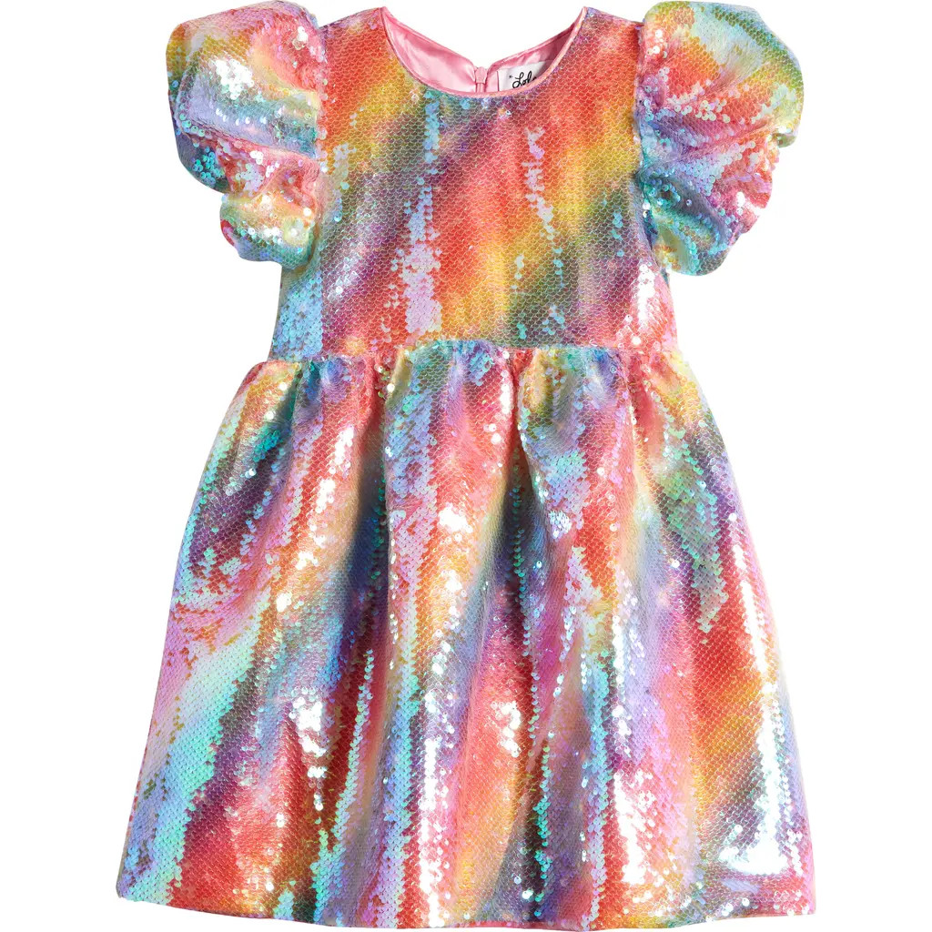 Lola + The Boys Kids' Shimmer Rainbow Sequin Dress in Pink Multi at Nordstrom, Size 14 | Nordstrom