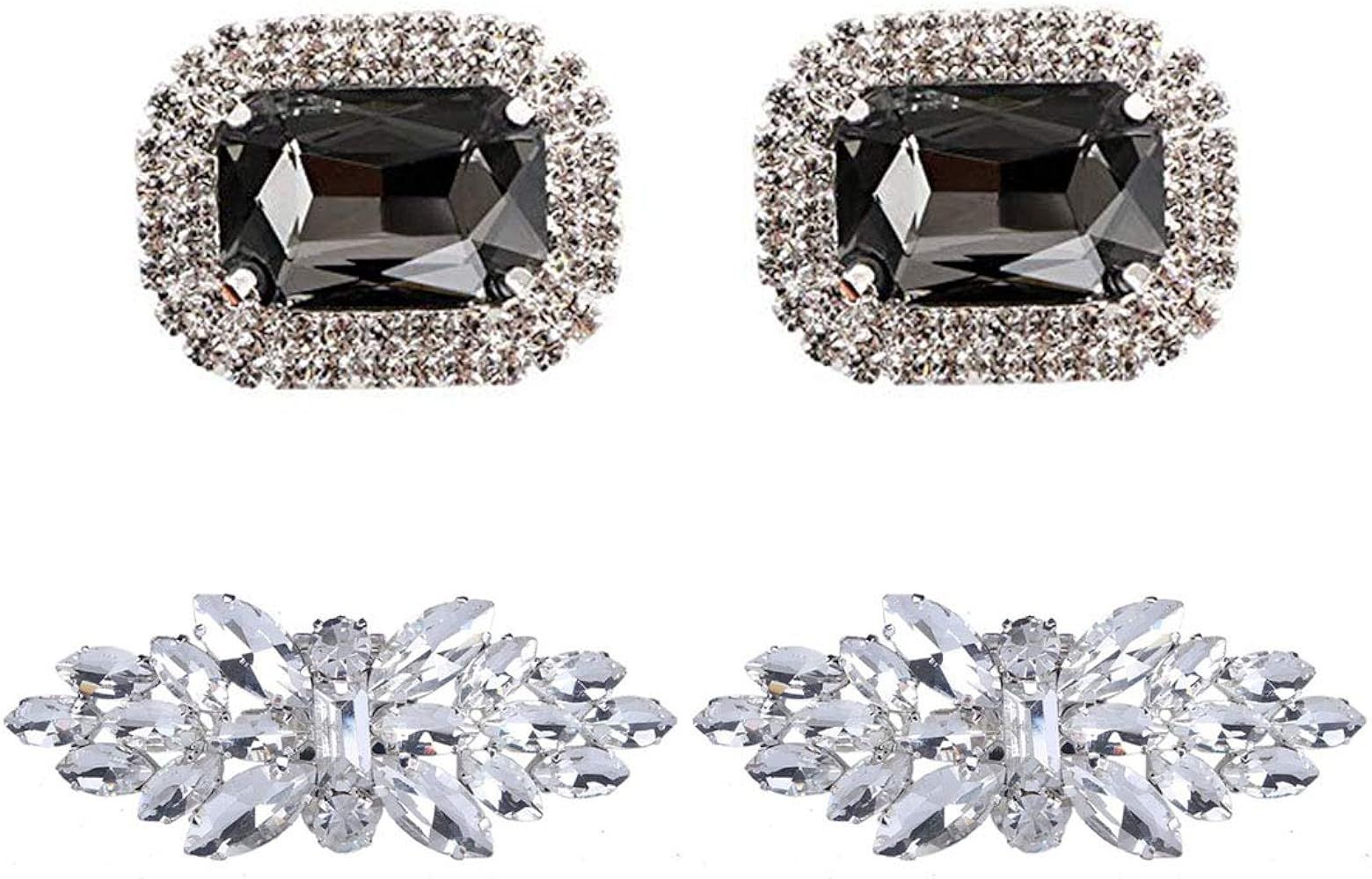 Polkar Elegant Rhinestone Crystal Metal Shoe Clips Shoe Buckle for Wedding Party Decoration | Amazon (US)