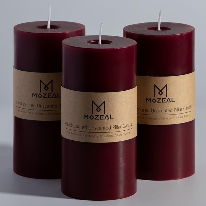 MOZEAL Juego de 3 velas sin perfume vertidas a mano de 3 x 6 pulgadas, sin goteo, combustión de ... | Amazon (US)
