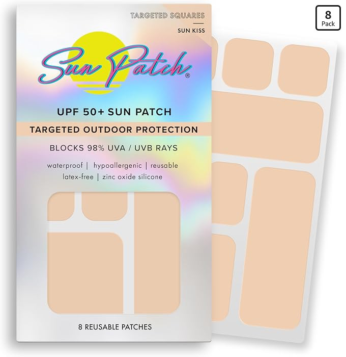 Sun Patch Hypoallergenic Sun-Screen Square Shaped Patches, 100% Silicone UPF-50 UV Protection, Re... | Amazon (US)