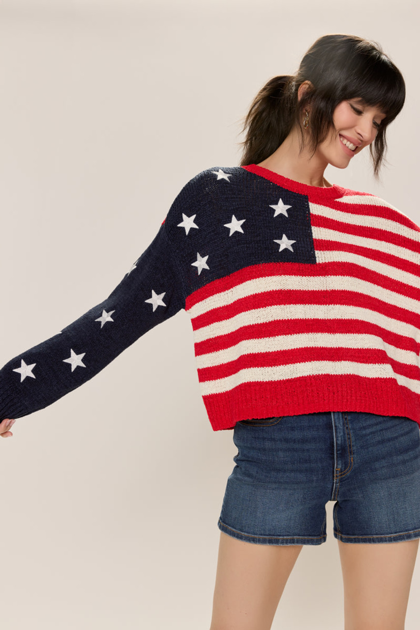 Kate American Flag Pullover Sweater | Francesca's