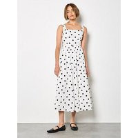 Apricot Polka Dot A-Line Midi Dress | Very (UK)