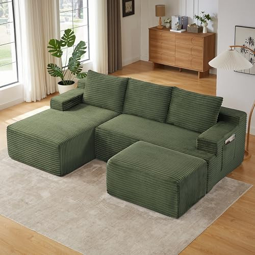 Cloud Modular Sectional Sofa with Moavble Ottoman and Left Facing Chaise Lounge, Convertible U Shaped Boneless Couches for Living Room Apartment,No Assembly Required | Amazon (US)