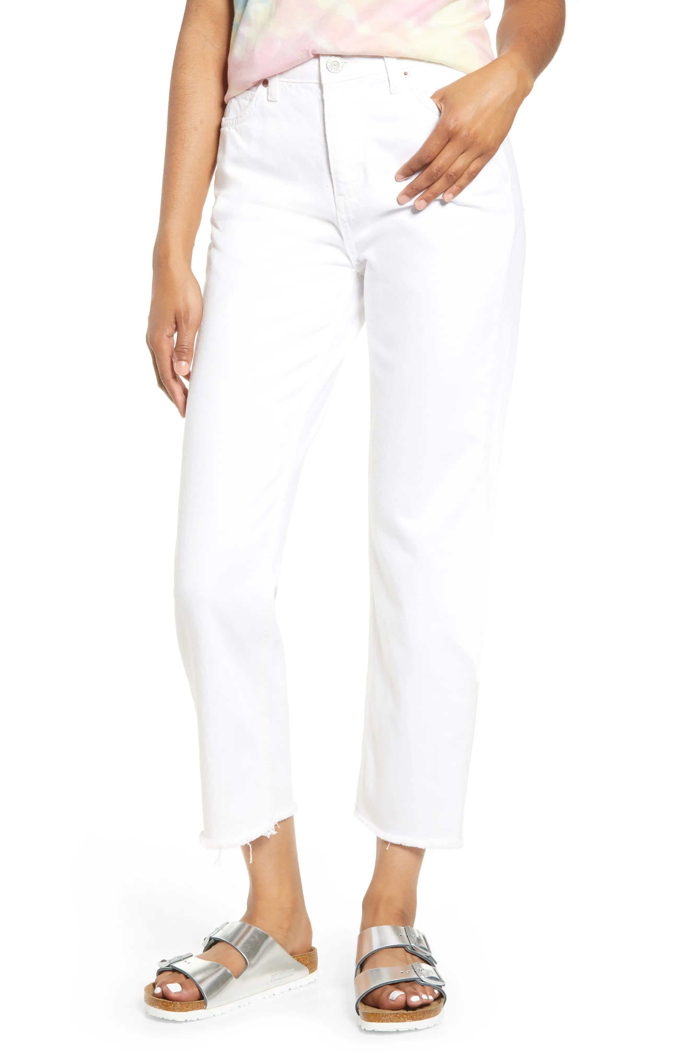 Women's Bdg Urban Outfitters Pax High Waist Crop Jeans, Size 26 - White | Nordstrom