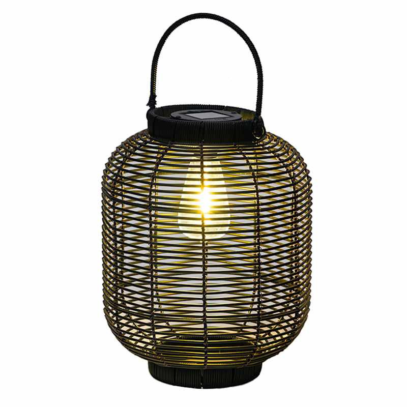 Decorative Outdoor Solar Lantern with Bulb, Black | At Home