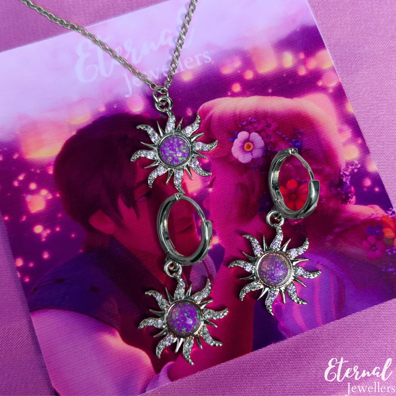 Gold Opal Sunshine Necklaces Tangled Jewelry, Rapunzel Princess Jewelry Elegant Gold Pendant, Tan... | Etsy (US)