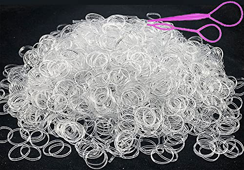2000 PCS Clear Elastic Mini Ponytail Rubbers Ties, Soft Non-Slip Small Hair Accessories for Girls, with 2 PCS Topsy Tail Tools | Amazon (US)