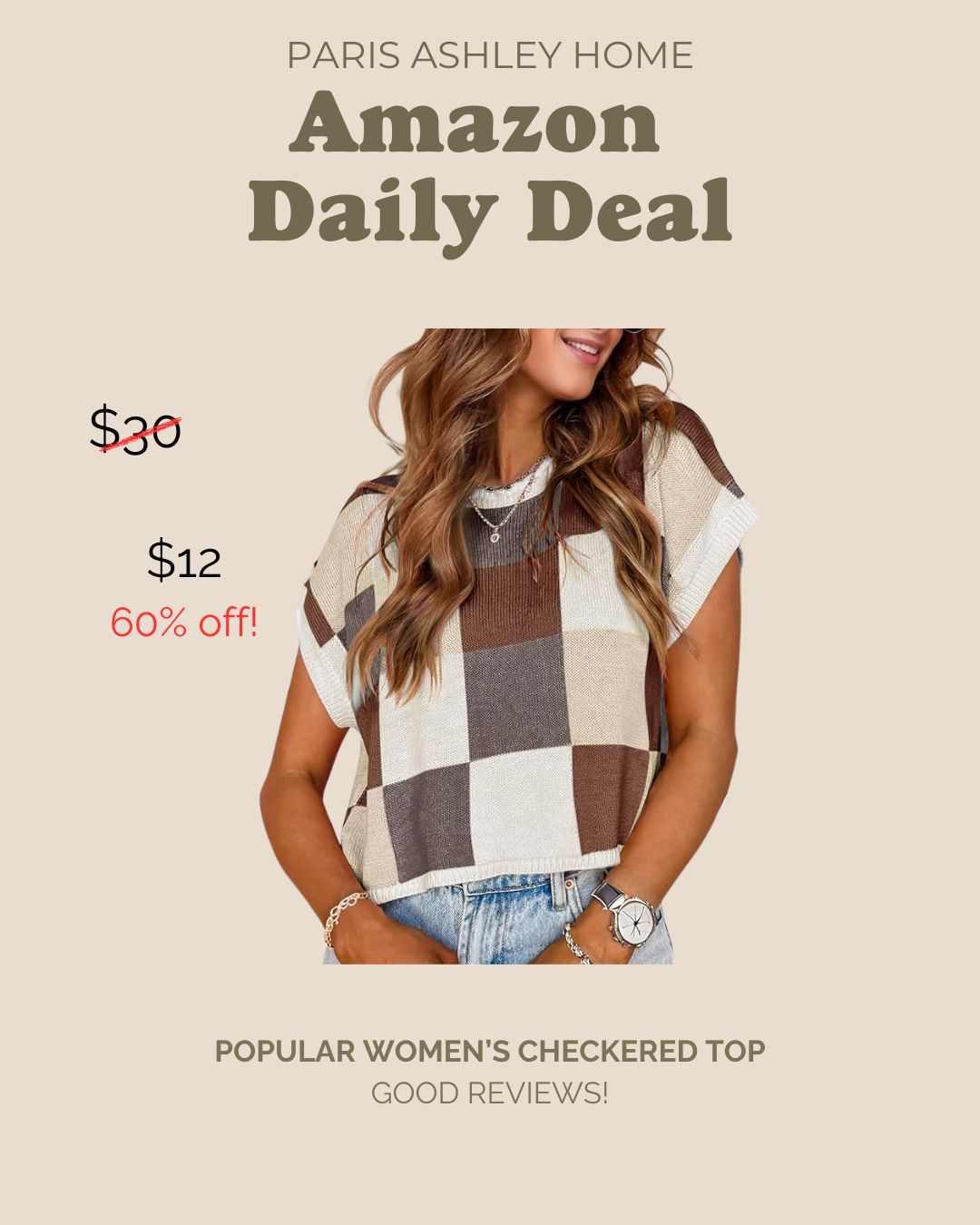 Amazon Daily Deal! Women's Checkered Top 

 #LTKSeasonal #LTKSaleAlert #LTKFindsUnder50