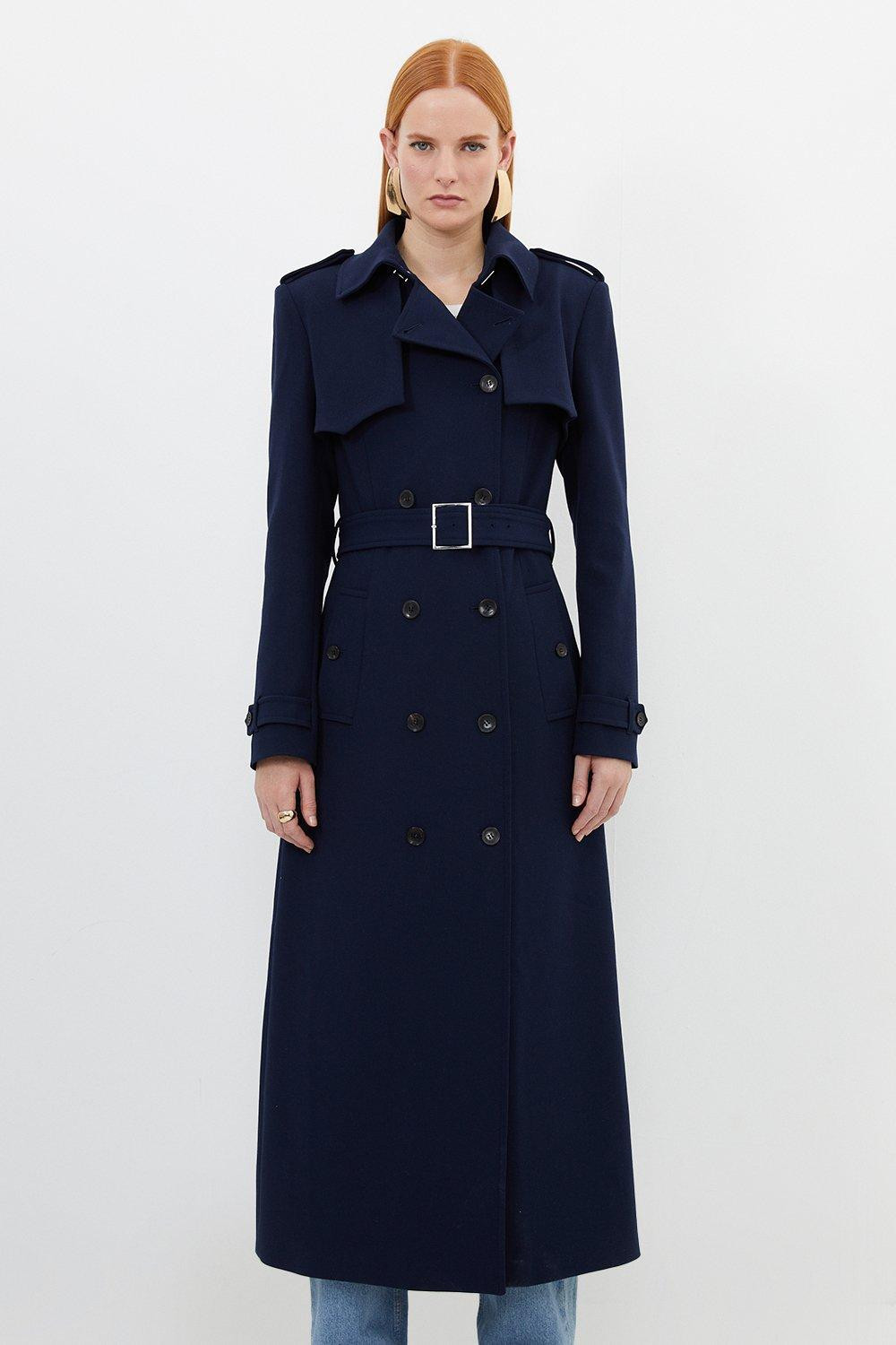 Compact Stretch Tailored Belted Trench Coat | Karen Millen UK + IE + DE + NL