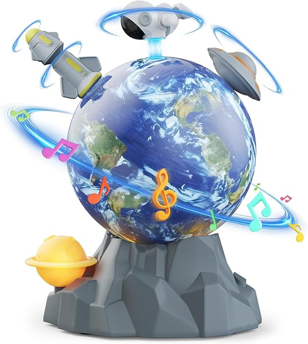Magnetic Rotating Space Toy Musical Ball with Soft Ambient Light – 360° Spinning Rocket, Astro... | Amazon (US)