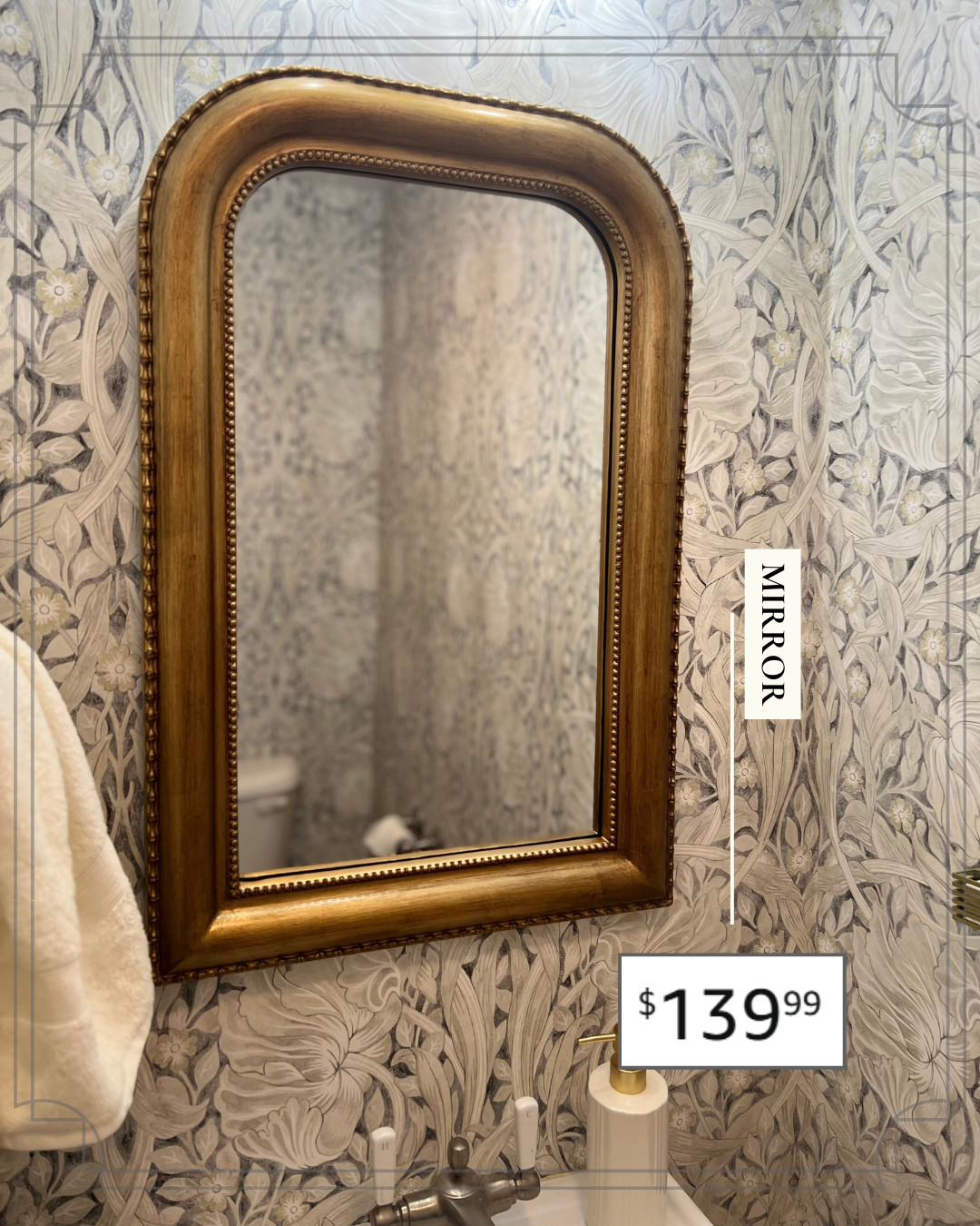 Bathroom makeover! Morris & Co wallpaper, mirror from Amazon, hand towel from Walmart, night light and outlet cover also from Amazon! #bathroom #homeprojects #powderroom #wallpaper #wallmirror #bathroommirror #walmart  

 #LTKdayinmylife #LTKHome #LTKSaleAlert