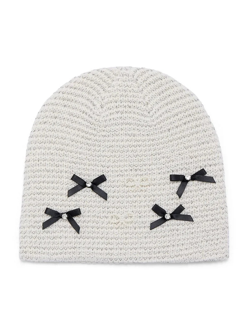 Madden NYC Women's Bow Trim Beanie, Ivory | Walmart (US)