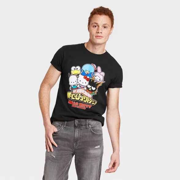 Men's My Hero Academia Sanrio Mashup Short Sleeve Crewneck T-Shirt - Black | Target