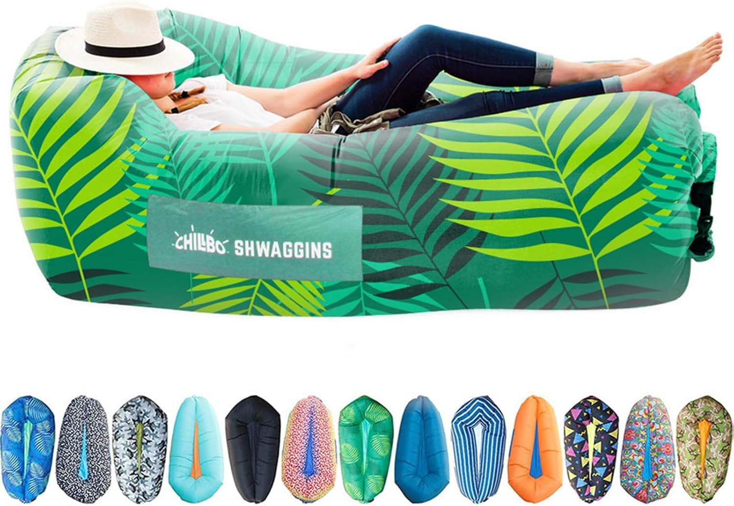 Chillbo Shwaggins Inflatable Couch - No-Pump Setup, Ripstop Polyester, Stability Pegs, Fun Prints... | Amazon (US)