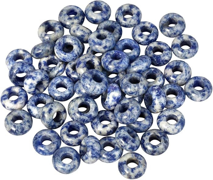 Natural Gemstone Beads for Jewelry Making, Rondelle Large Hole Loose Beads Pack of 15,Sodalite(8x14 mm) | Amazon (US)