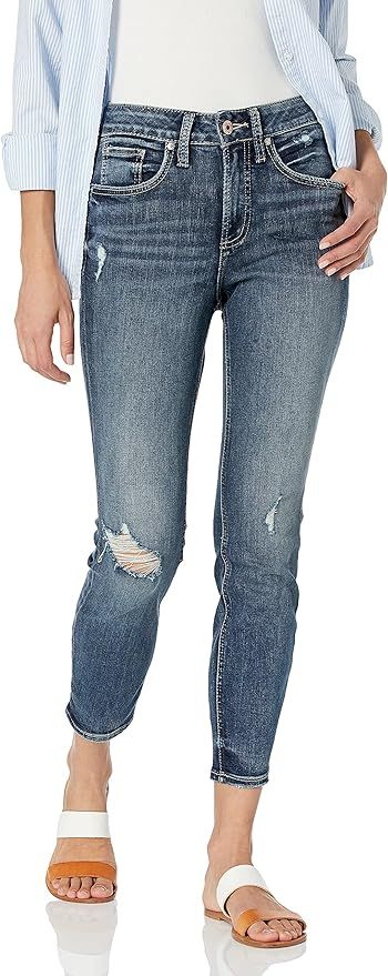 Silver Jeans Co. Women's Avery High Rise Skinny Crop Jeans | Amazon (US)