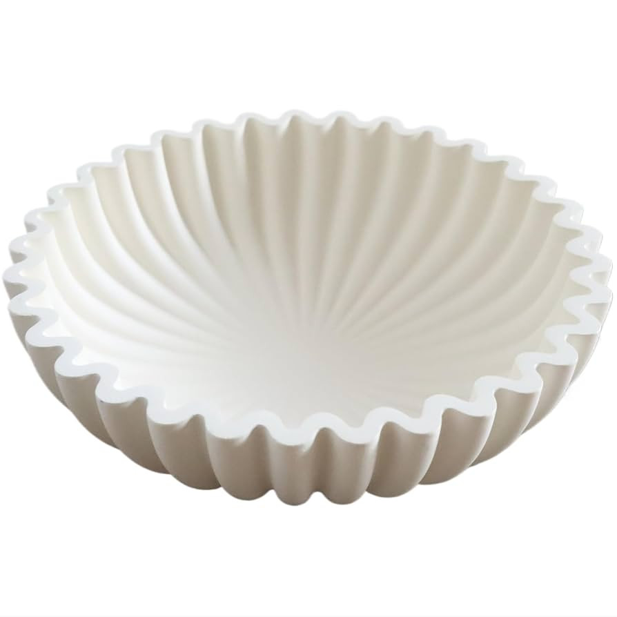 Decorative Bowl for Home Decor - White Large Decorative Fruit Bowls for Coffee Table - Scalloped ... | Amazon (US)