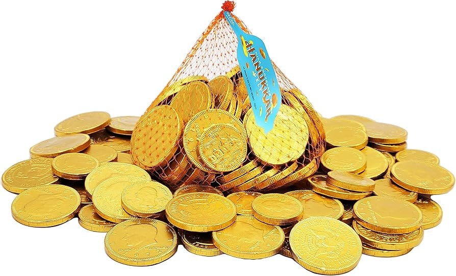 Hanukkah Milk Chocolate Coins, Large Mesh Bag Chanuka Gelt, Made with Premium Nut-Free Belgian Ch... | Amazon (US)