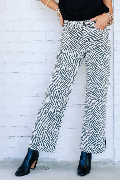 Just Black Zebra High Rise Vintage Straight Jean | The Willow Tree