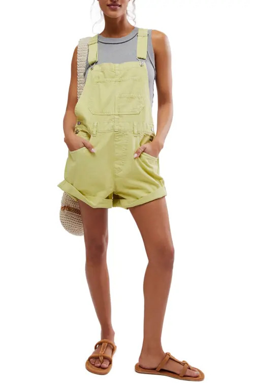 Free People Ziggy Shortalls in Summy Lime at Nordstrom, Size X-Small | Nordstrom