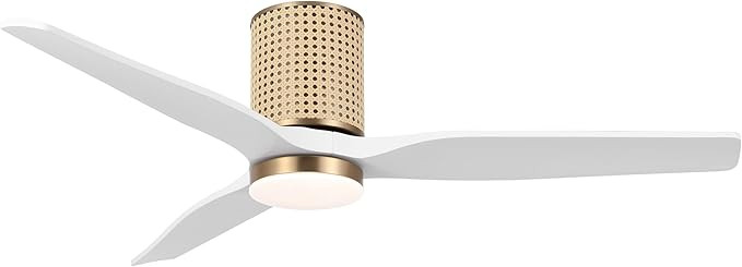 LEDLUX 52" Ceiling Fan with Light - Low Profile Flush Mount Ceiling Fan, 6-Speed Remote Control, ... | Amazon (US)