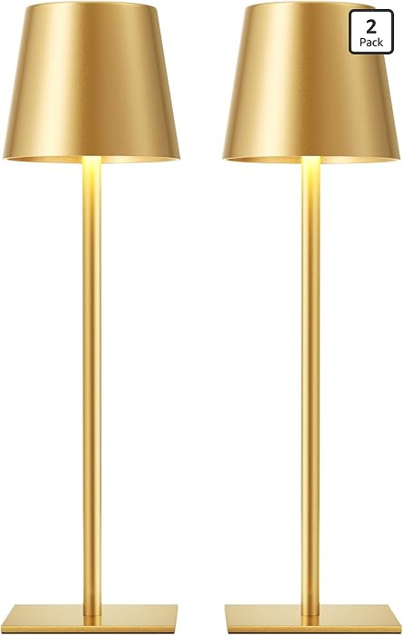 Gold Cordless Rechargeable Table Lamp, 2 Pack Portable Desk Lamp with 5000mAh Battery, Touch Cont... | Amazon (US)