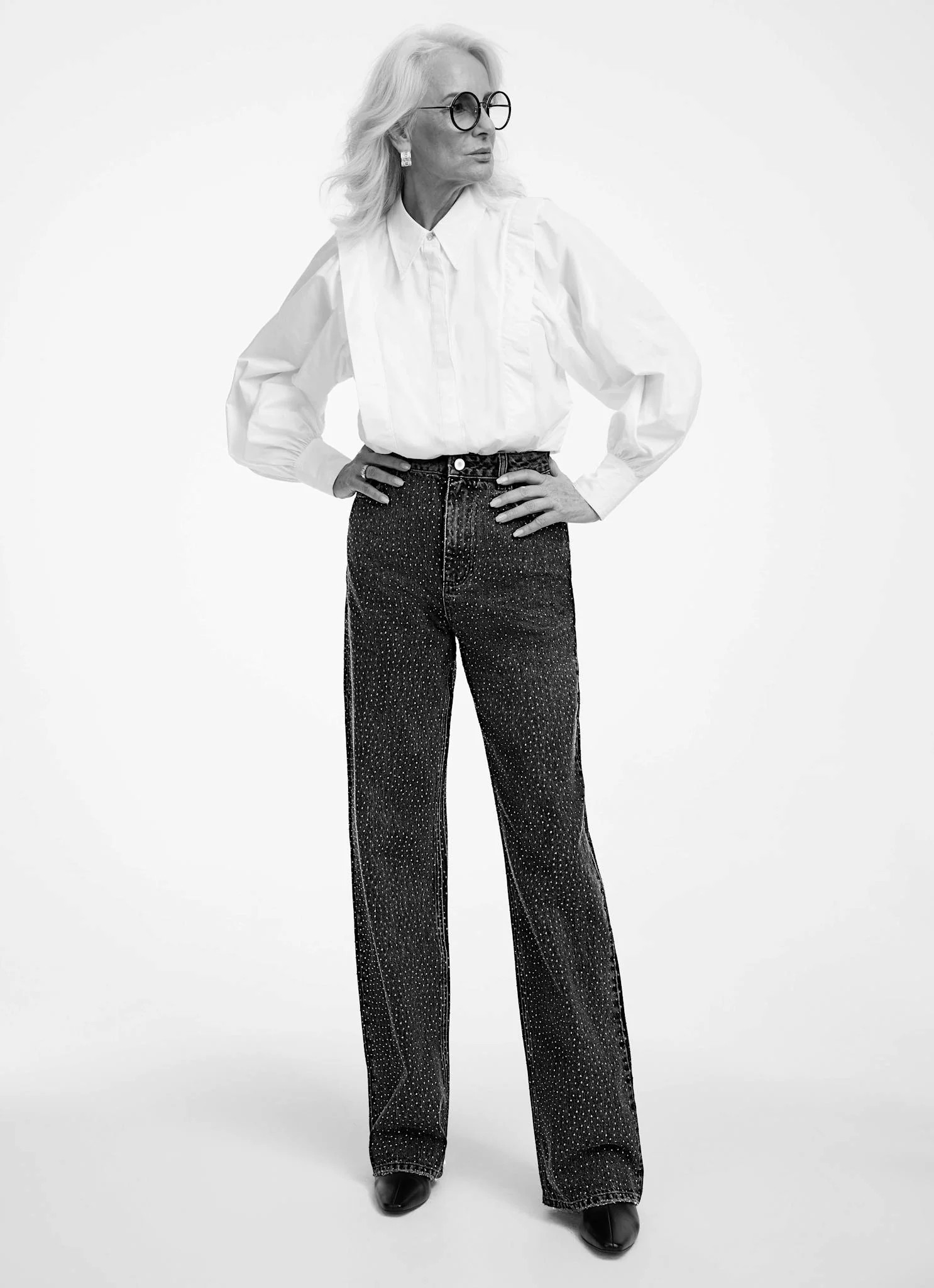 Washed Black Diamante Wide Jeans | Mint Velvet