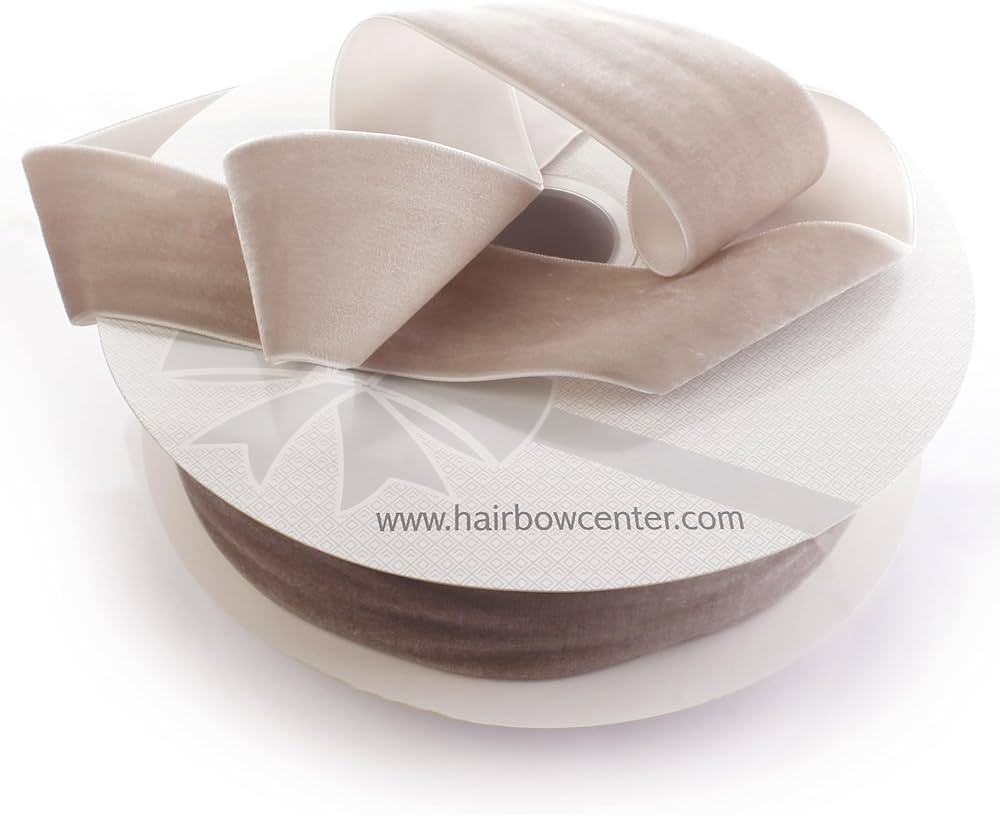 2" Velvet Ribbon Taupe 25 Yards HairBow Center | Amazon (US)