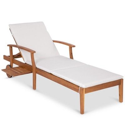 Best Choice Products 79x30in Acacia Wood Outdoor Chaise Lounge Chair w/ Adjustable Backrest, Tabl... | Target