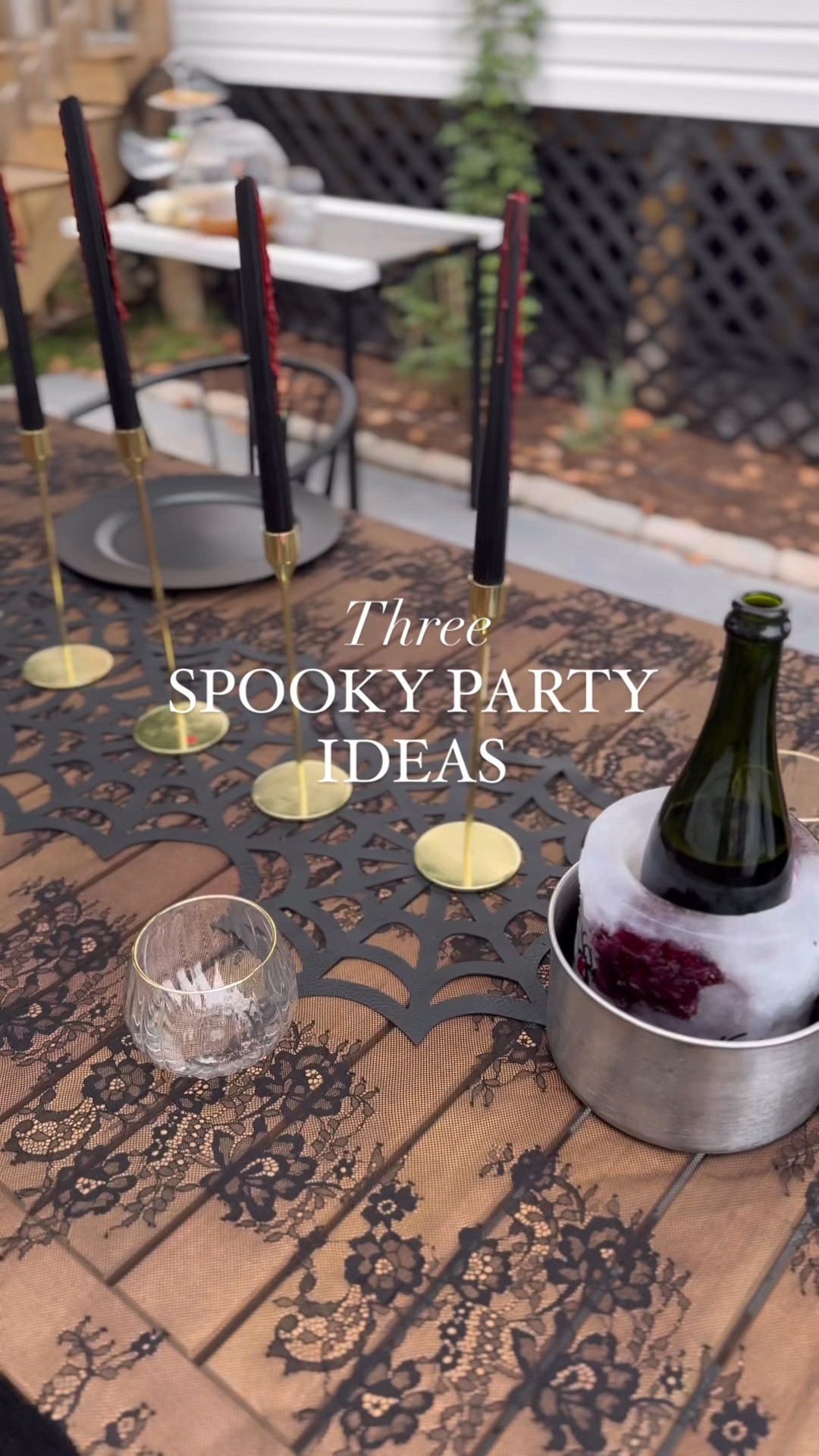 Halloween party ideas- spooky party set up- bleeding taper candles and more 