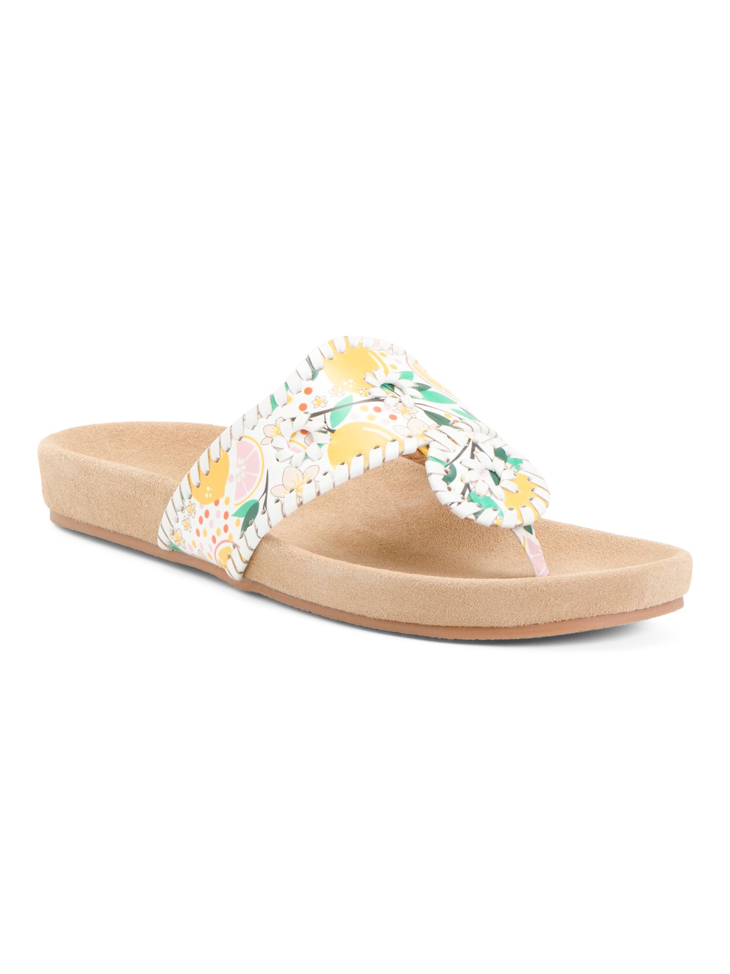 Made In Brazil Leather Lemon Print Jack Sandals | TJ Maxx