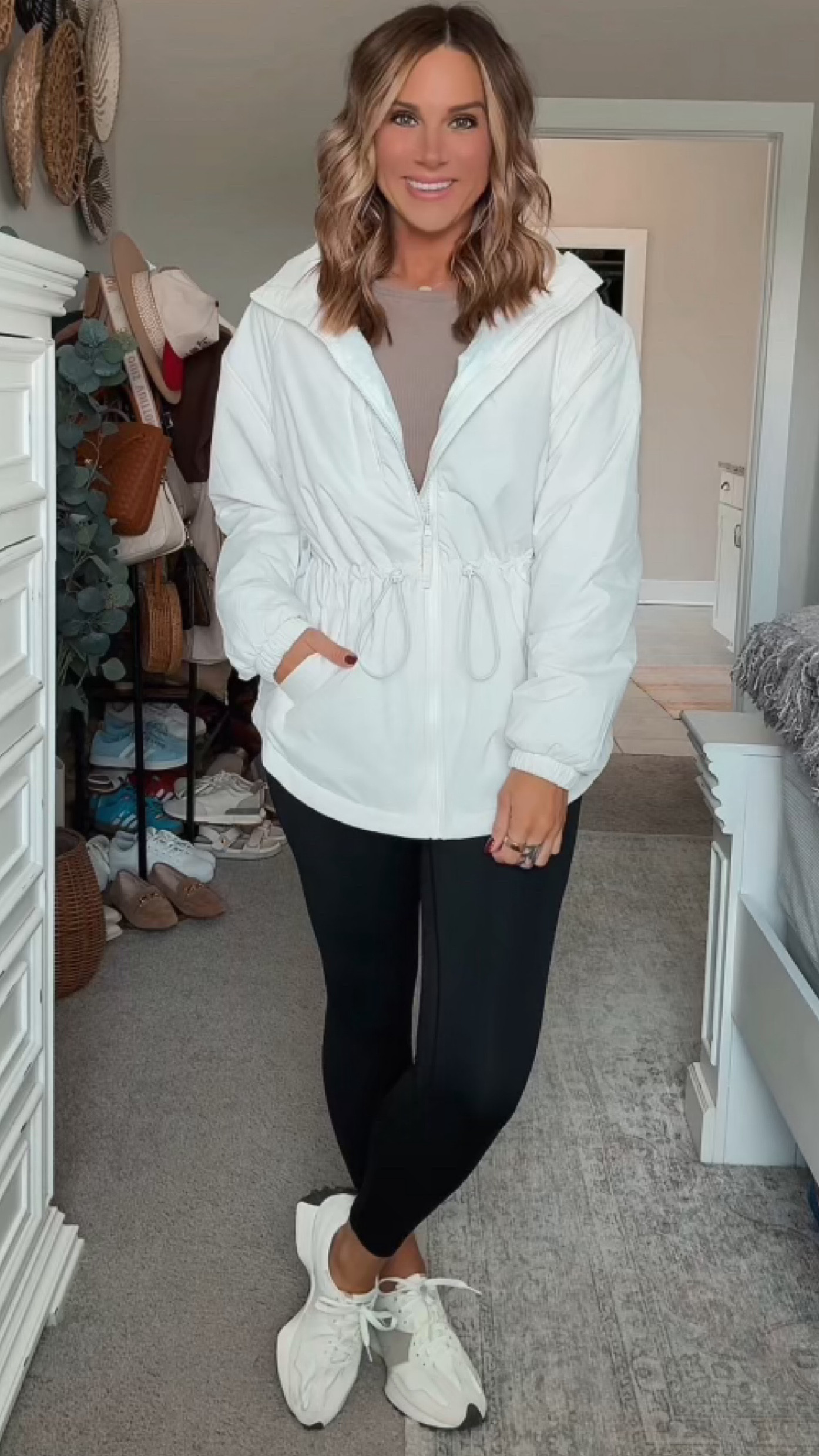 Love an elevated black & white outfit. This athleisure outfit from Old Navy can be mixed and matched and all come in tons of colors! The white zip up fits TTS and the black workout leggings are comfy and stylish (and affordable)! I styled this for running errands with a neutral brown lightweight sweatshirt underneath! Casual mom outfit, fall outfit inspo,gym workout OOTD

#LTKSeasonal #LTKMidsize #LTKFitness
