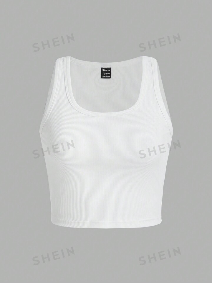 SHEIN EZwear White Casual Simple Camisole Top, Slim Fit, Perfect For Summer For Women | SHEIN