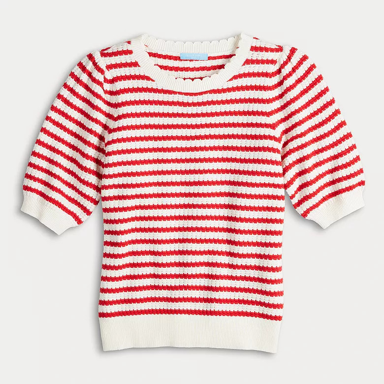 Women's Draper James Puffed Short Sleeve Striped Sweater | Kohl's