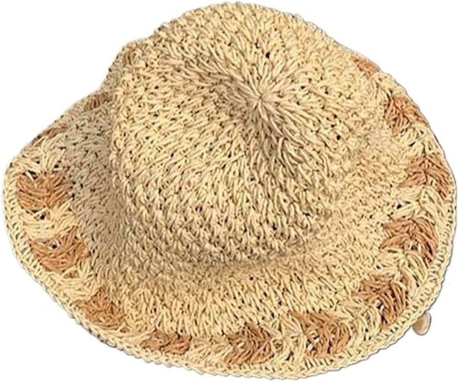 Strohhut Damen Summer Vacation Big Eaves Versatile Straw Hat Women's Handmade Beach Sun Hats Casu... | Amazon (DE)