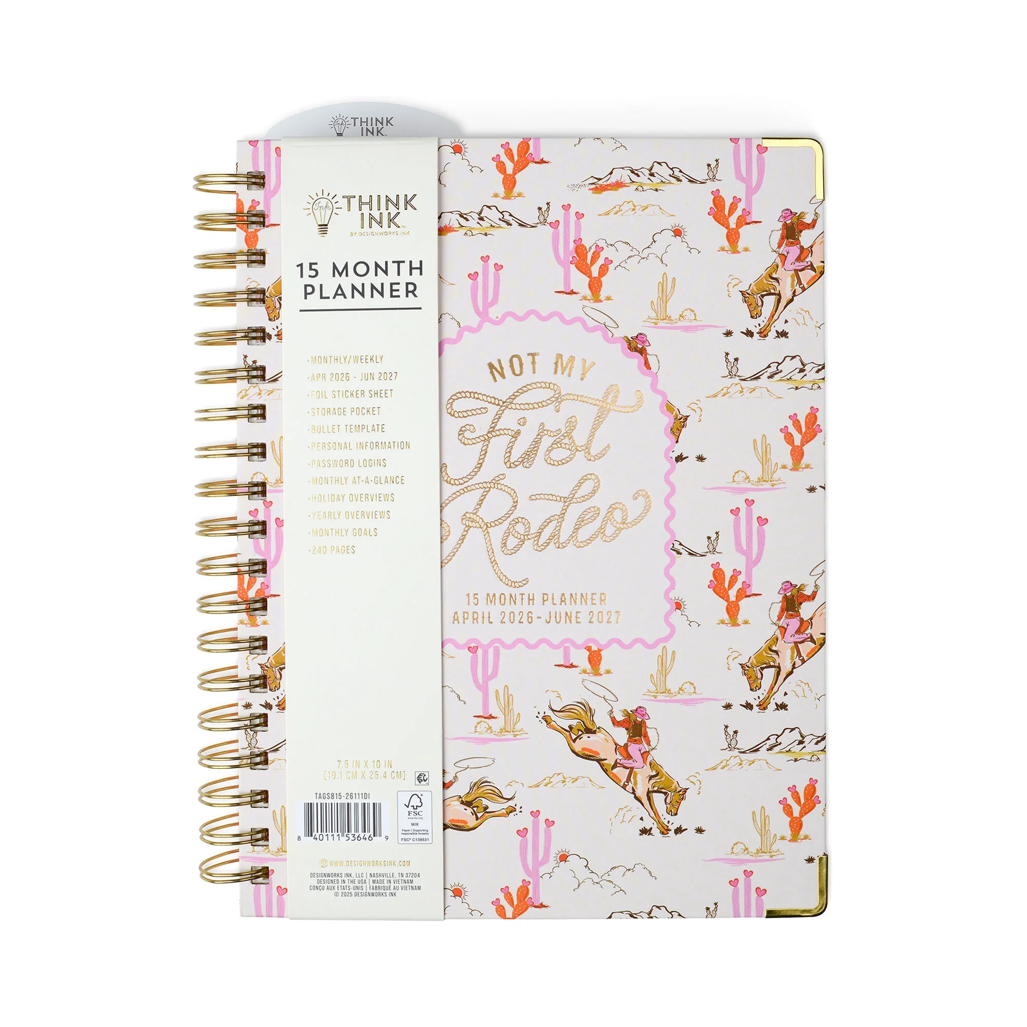Think Ink 15 Month Weekly Twin Wire Planner, 7.5" x 10"  Not My First Rodeo, April 2026 – June ... | Walmart (US)