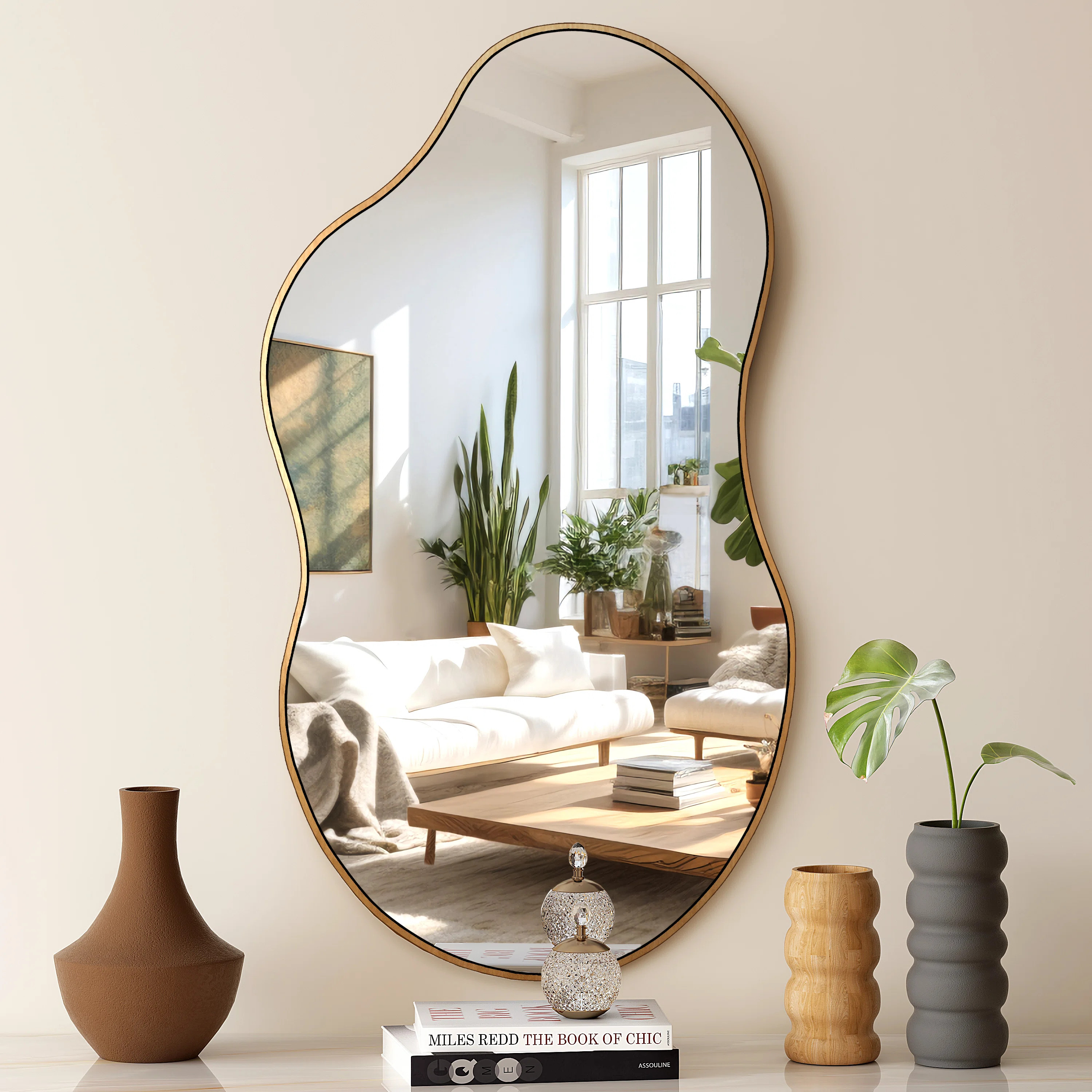 Ashane Asymmetrical Wall Mirror Metal Frame | Wayfair North America
