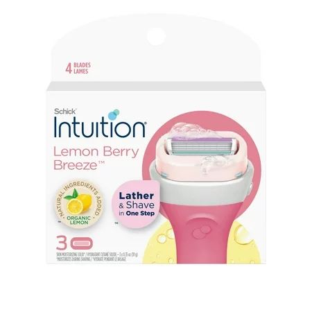 Schick Intuition 4-Blade Lemon Berry Breeze Razor Cartridge Refills 3ct Lather & Shave In One Step W | Walmart (US)