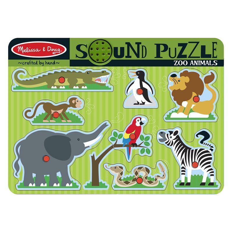 Melissa And Doug Zoo Animals Wooden Peg Sound Puzzle 8pc | Target