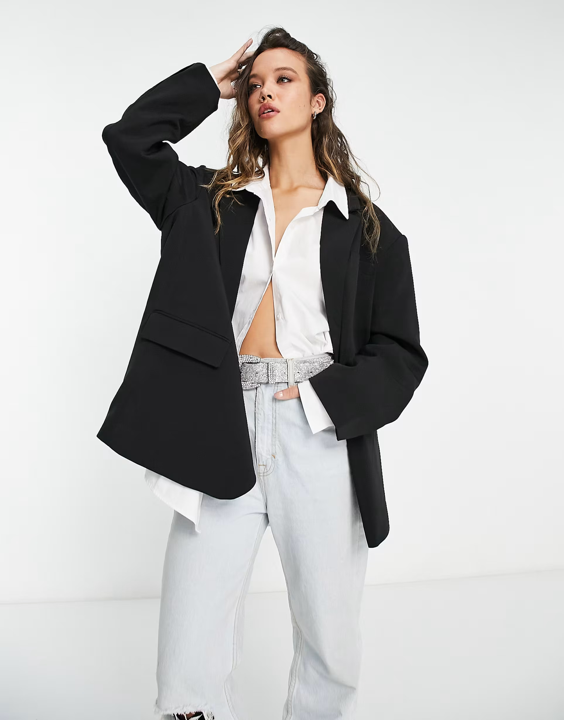 Only oversized dropped shoulder blazer in black | ASOS | ASOS (Global)