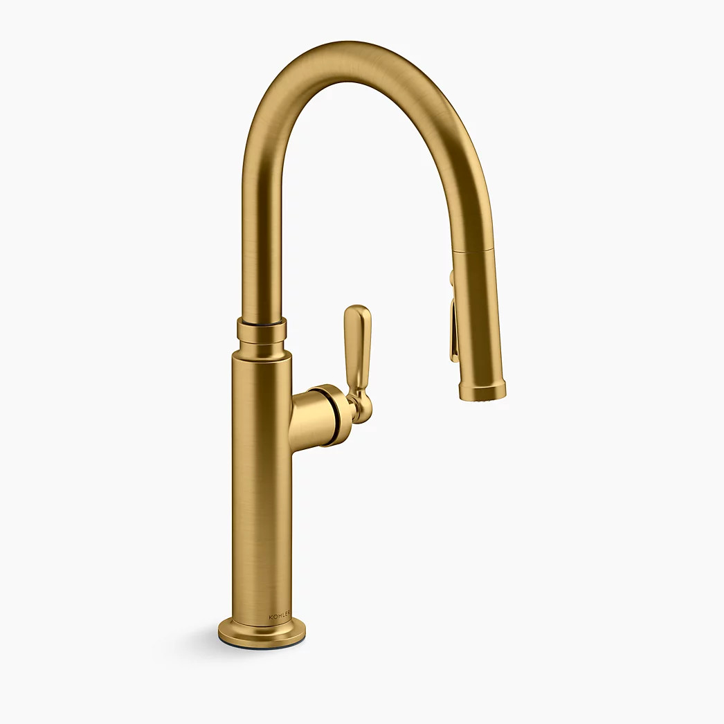 Pull-down kitchen sink faucet with three-function sprayhead | Kohler