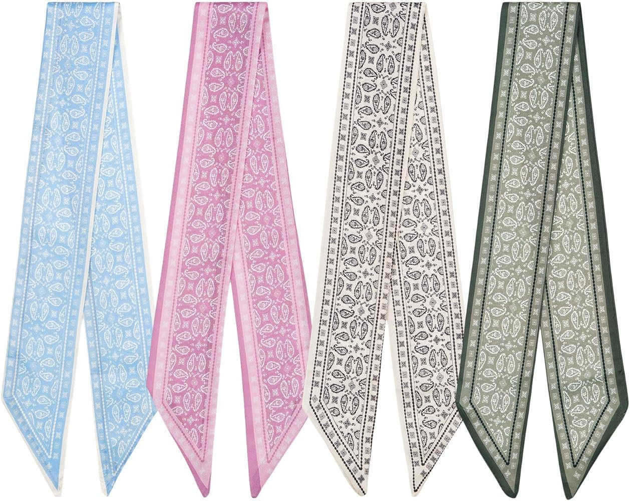 QIUTIMIY 4 Pack Purse Scarf Handbags Skinny Twill Hair Scarves Narrow Neck Scarf Band Women Fashi... | Amazon (US)