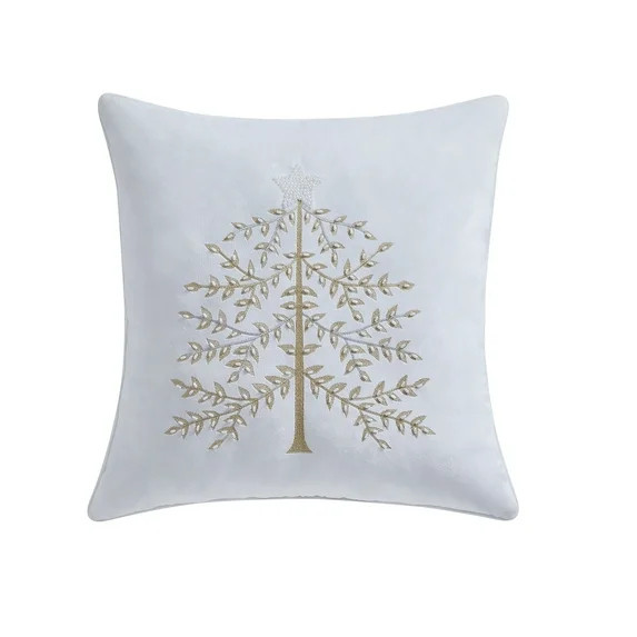 My Texas House Margaret 20" x 20" Ivory Velvet Embellished Tree Decorative Pillow | Walmart (US)