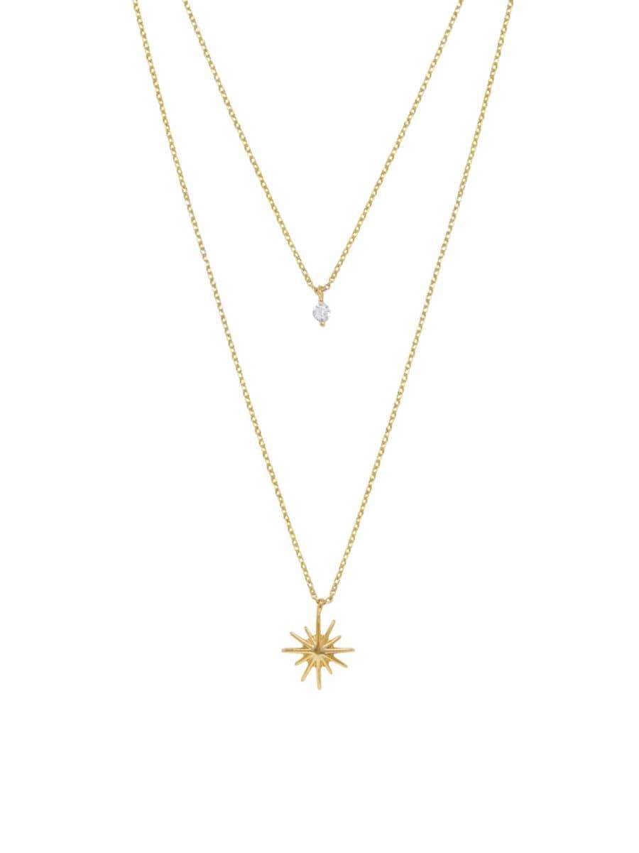 Layered Starburst 18K Gold-Plate & Crystal Necklace | Saks Fifth Avenue